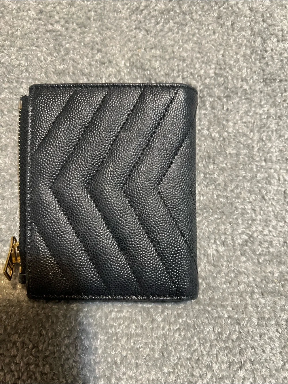 Saint Laurent YSL Black Quilted Leather Wallet with Gold Logo